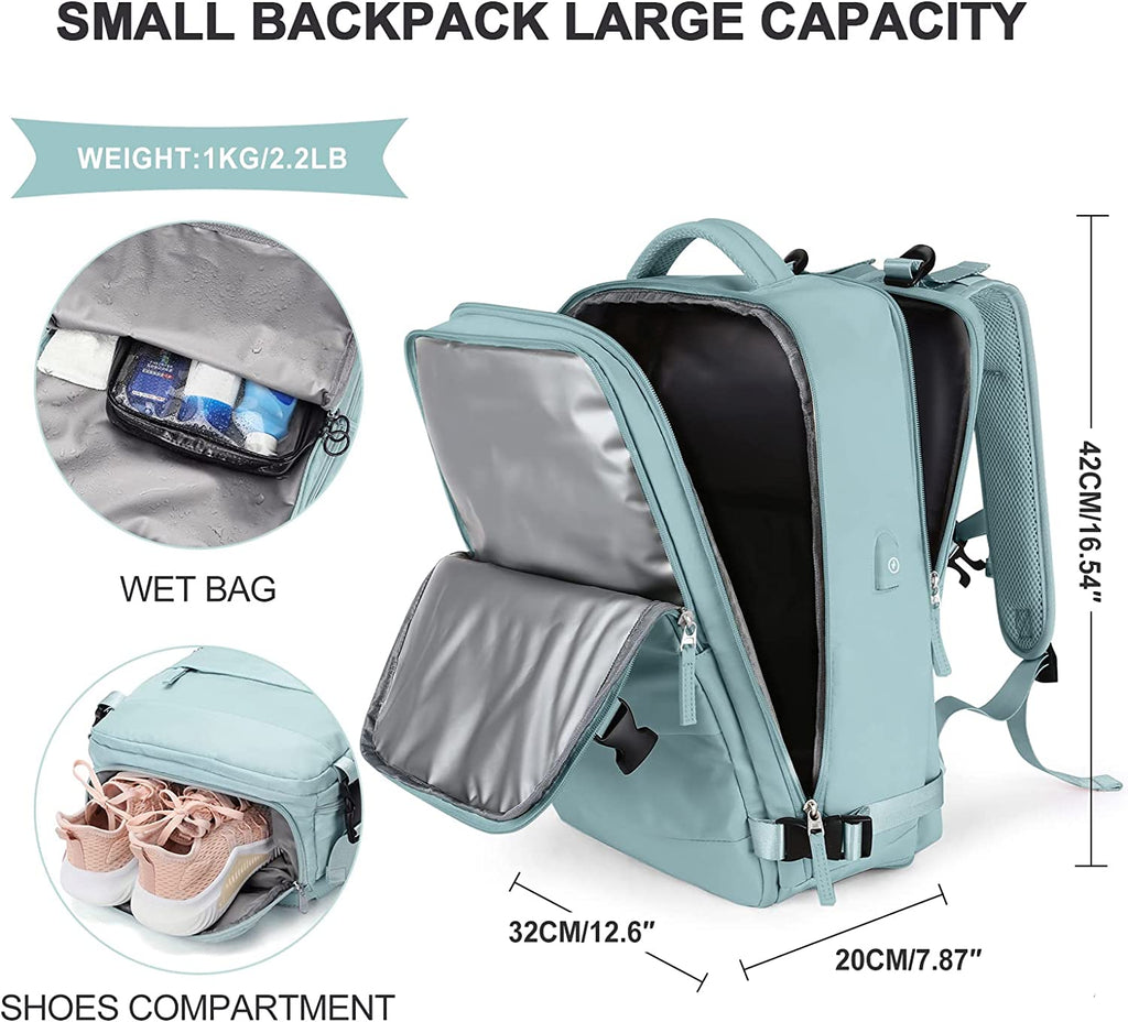 Large Travel Backpack Women, Carry on Backpack Men,Hiking Backpack Waterproof Outdoor Sports Rucksack Casual Daypack School Bag Fit 14 Inch Laptop with USB Charging Port Shoes Compartment