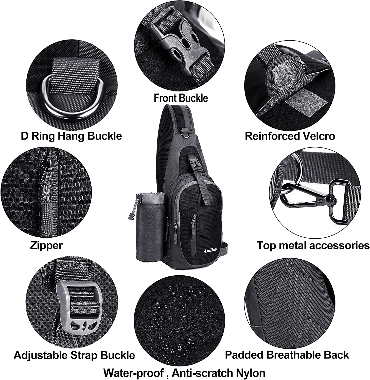 Sling Backpack Chest Shoudler Crossbody Bag Waterproof Hiking Daypack
