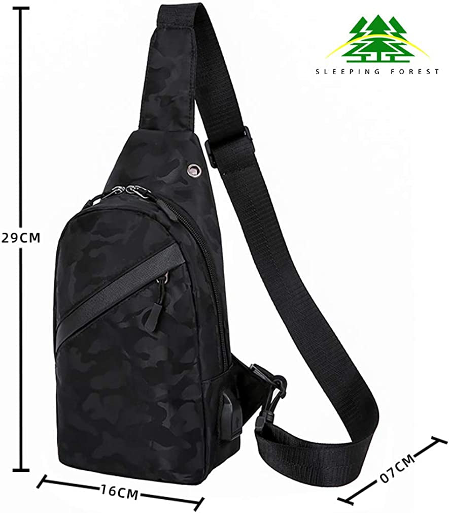 Sling Bag Usb Cross Body Bag Small Chest Bag for Women and Men