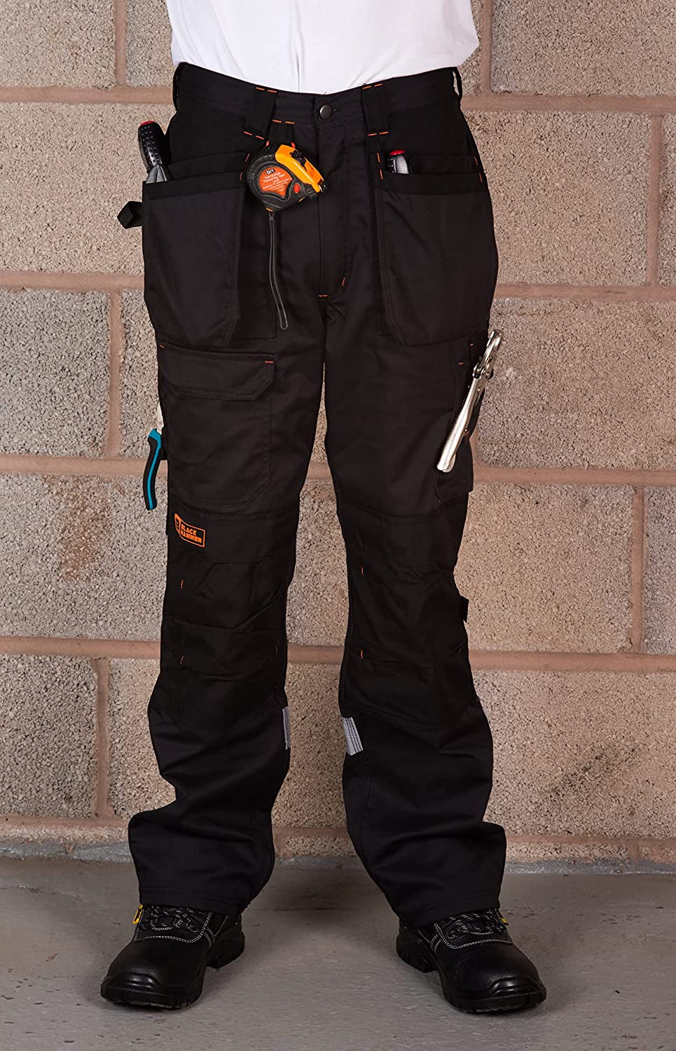 Mens Work Trousers Multi Pockets Cargo Heavy Duty Triple Stitched with Cordura Reinforcing Stress Points and Knee Pad Pockets Phenomenal Adult Workwear Trousers