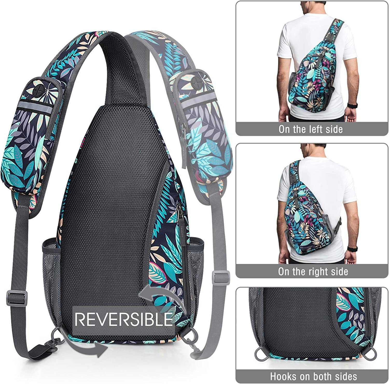 G4Free Sling Bag Backpack anti Theft Chest Shoulder Bag Crossbody Gym Daypack with Earphone Hole for Outdoor Cycling Travel Hiking Men Women