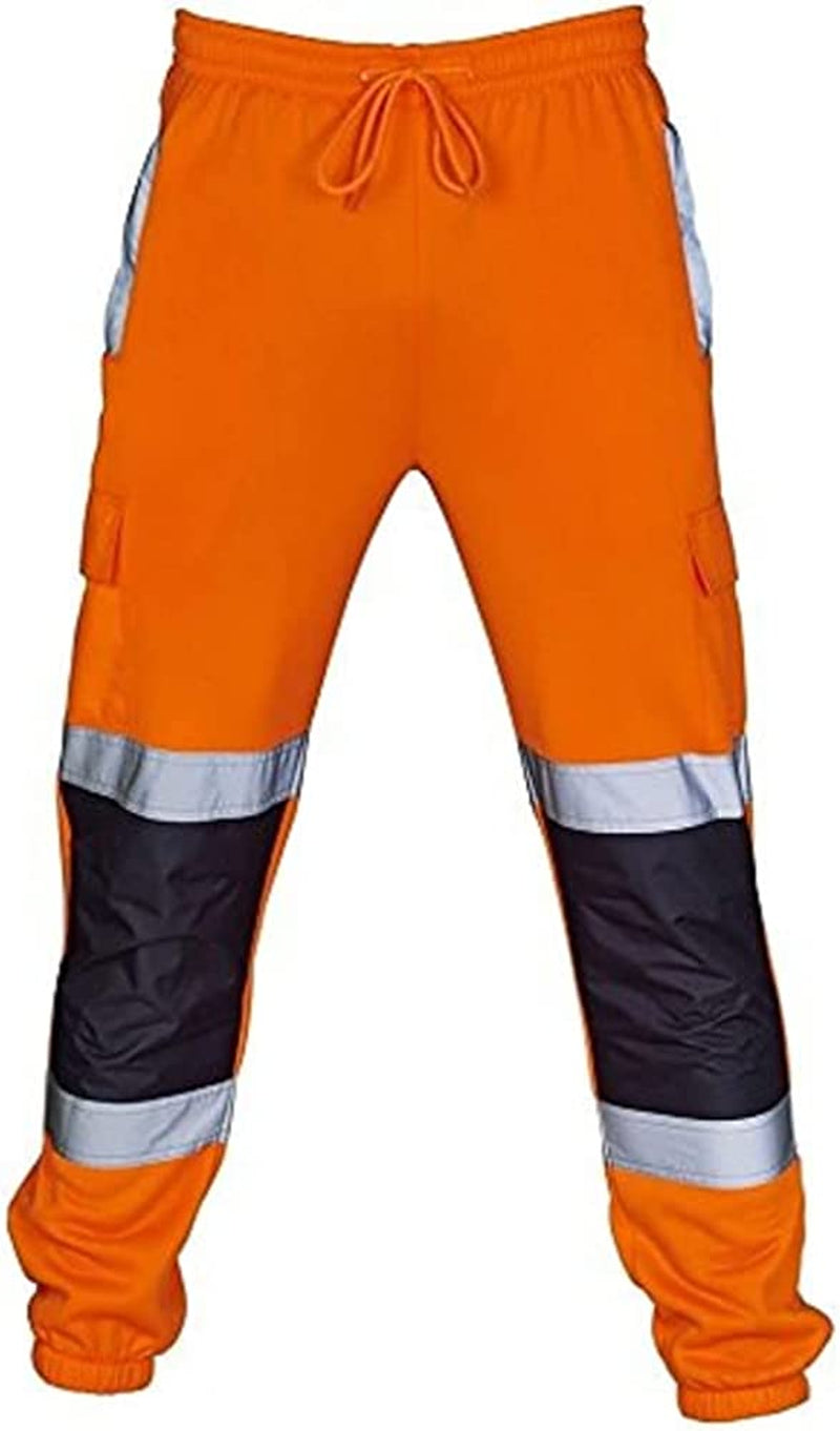 Mens Hi Vis Viz Two Tone Jogging Bottoms Combat Trousers Workwear Joggers