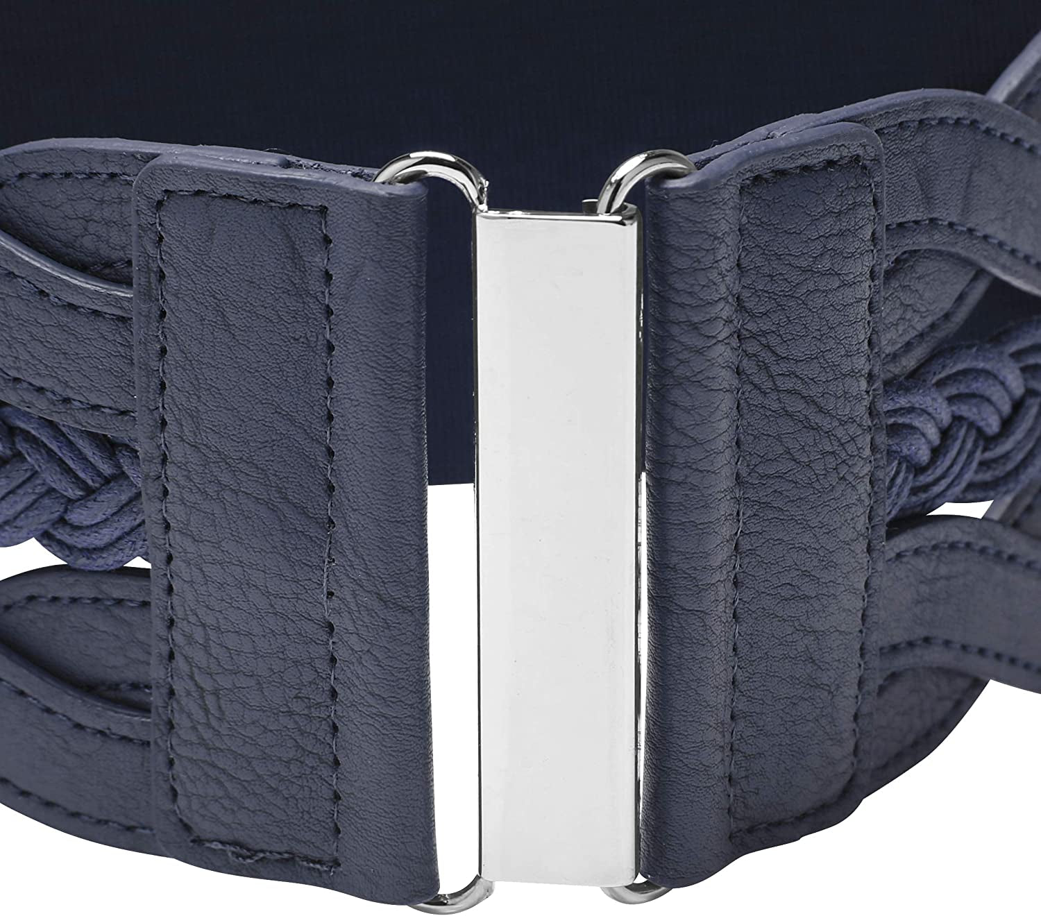 3 Inch Wide Waspie Elastic Vintage Braided Buckle Waist Belt