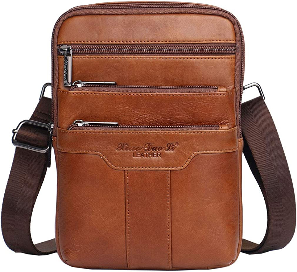 Vintage Leather Shoulder Messenger Bag for Men Travel Business Crossbody Pack Wallet Satchel Sling Chest Bags