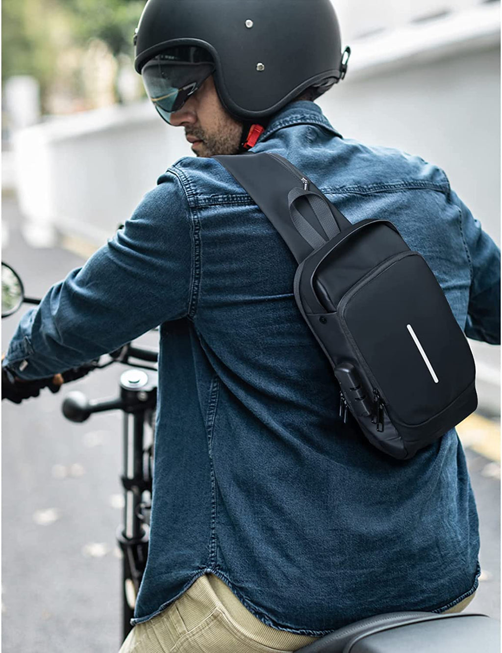 Aucuu Shoulder Bags Chest Bags, Usb Rechargeable Password Bag Sling Bags, Crossbody Daypacks Small Backpacks, Anti-Theft Waterproof Lightweight One Strap Rucksack Messenger Bags for Hiking