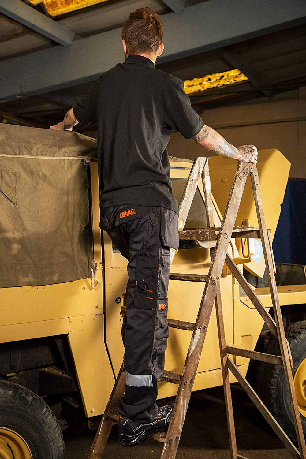 Mens Work Trousers Multi Pockets Cargo Heavy Duty Triple Stitched with Cordura Reinforcing Stress Points and Knee Pad Pockets Phenomenal Adult Workwear Trousers