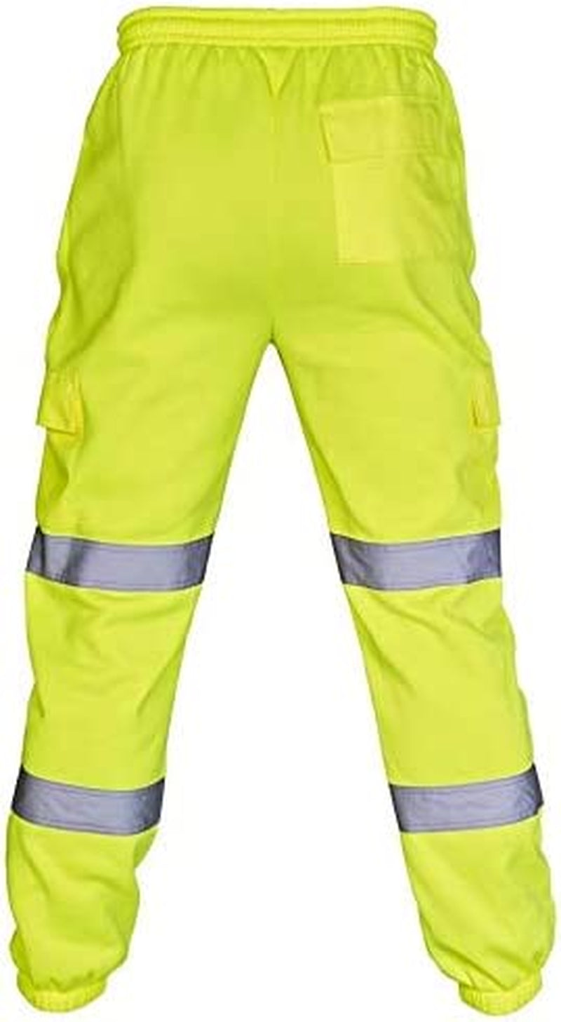 Mens Hi Vis Viz Two Tone Jogging Bottoms Combat Trousers Workwear Joggers