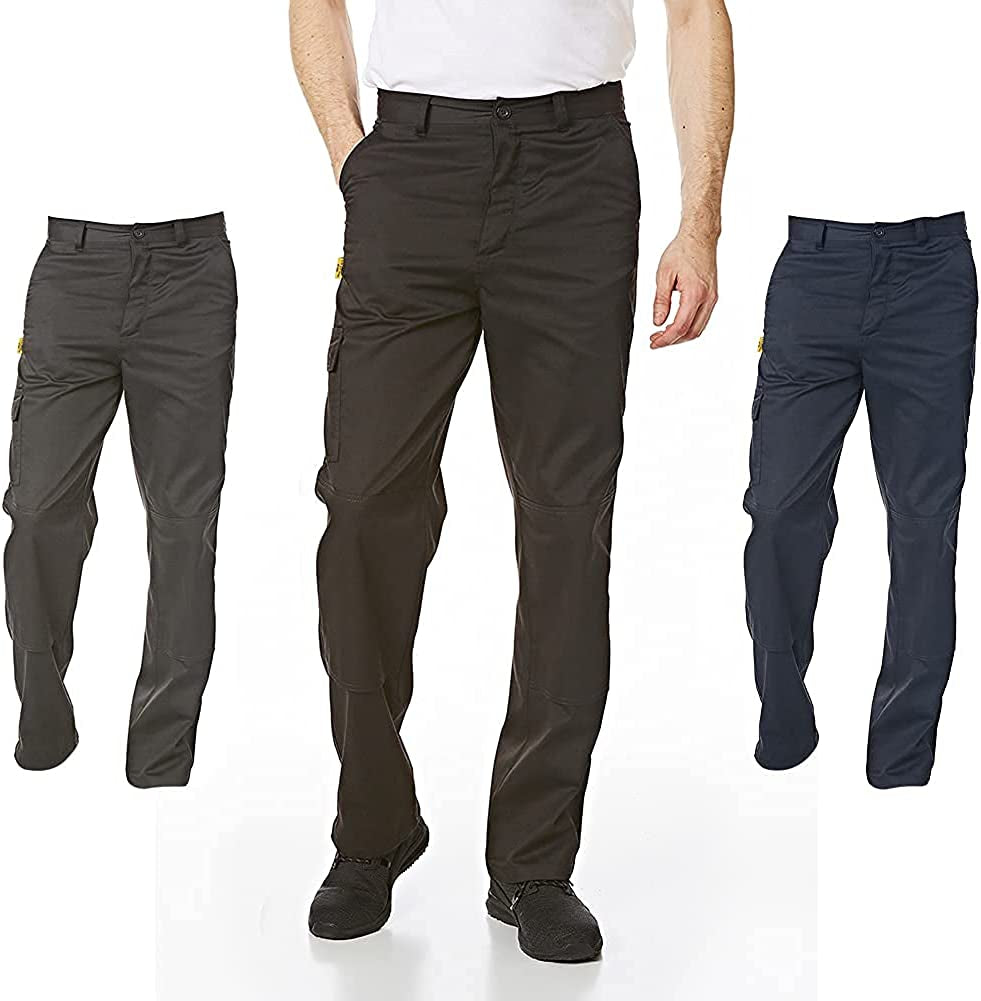 Iron Mountain Workwear IMPNT100 Mens Heavy Duty Easy Care Multi Pocket Knee Pad Pocket Work Safety Classic Cargo Pants Trousers,Black -Short 36" Waist