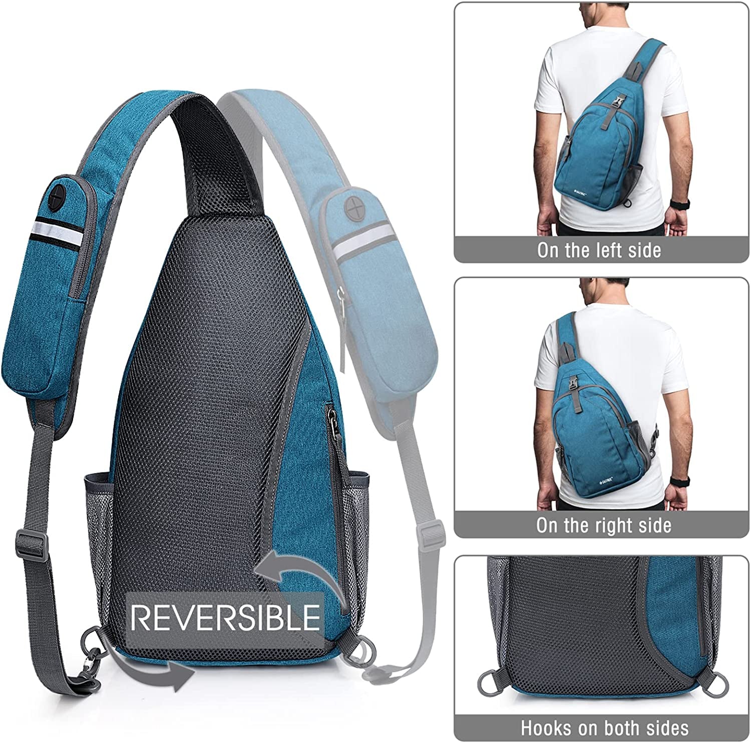 G4Free Sling Bag Backpack anti Theft Chest Shoulder Bag Crossbody Gym Daypack with Earphone Hole for Outdoor Cycling Travel Hiking Men Women