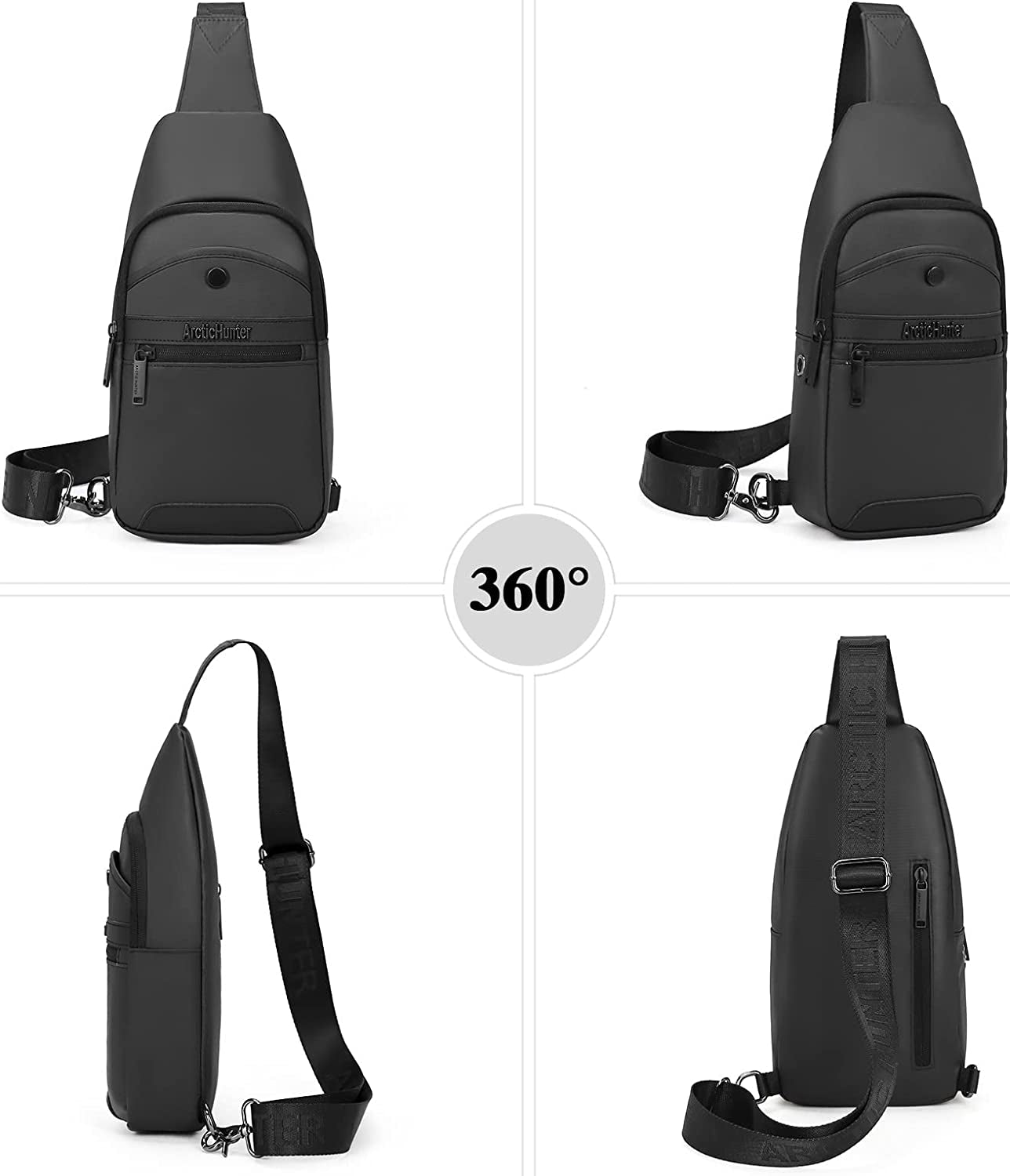 Men’S Sling Bag Casual Cross-Body Backpack Shoulder Chest Bag Water-Resistant Daypack for Business Travel Walking Hiking USB Charging Port