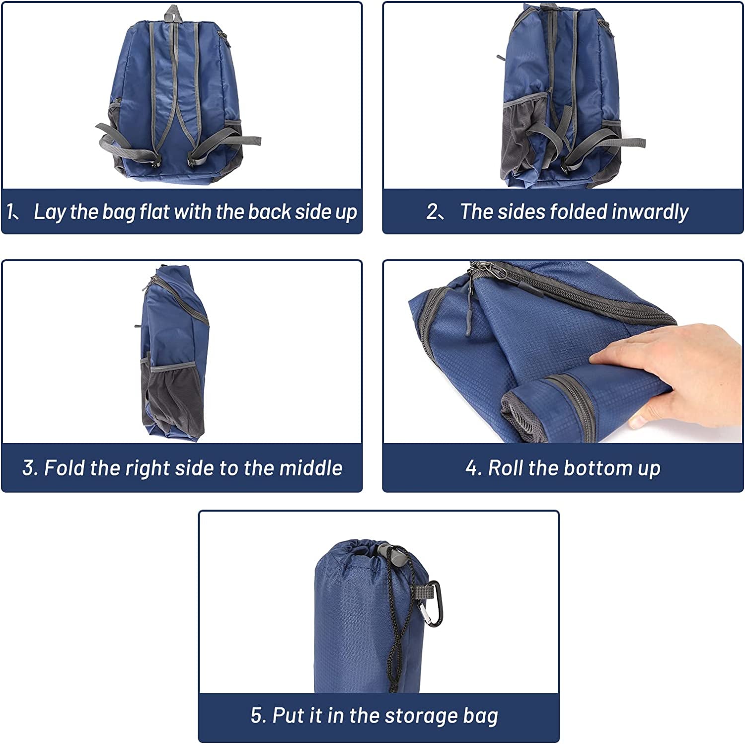 Foldable Backpack Lightweight, Small Rucksack Waterproof for Outdoor Sports, Durable Packable Backpack Practical Gifts for Men Women, Casual Daypack for Travelling Walking