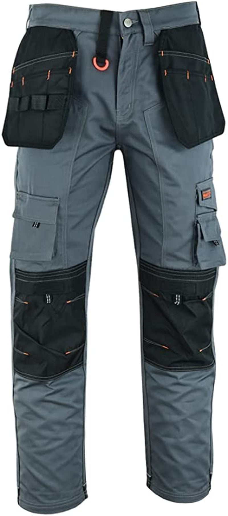 Men Holster Work Trousers Black - Heavy Duty Safety Combat Cargo Pants - Multi Pockets - Knee Pad Pockets - Triple Stitched - Durable Workwear