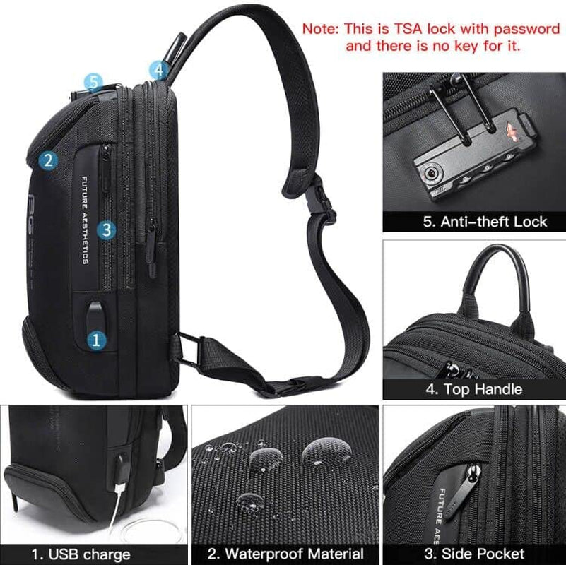 Sling Bag, Waterproof Men'S Chest Bag Shoulder Bags Crossbody Sling Backpack for Men Sling Backpacks