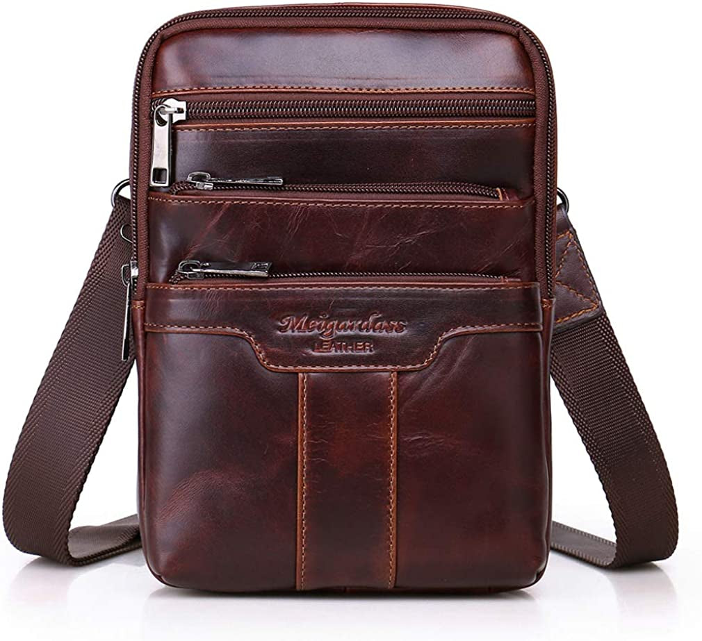 Vintage Leather Shoulder Messenger Bag for Men Travel Business Crossbody Pack Wallet Satchel Sling Chest Bags