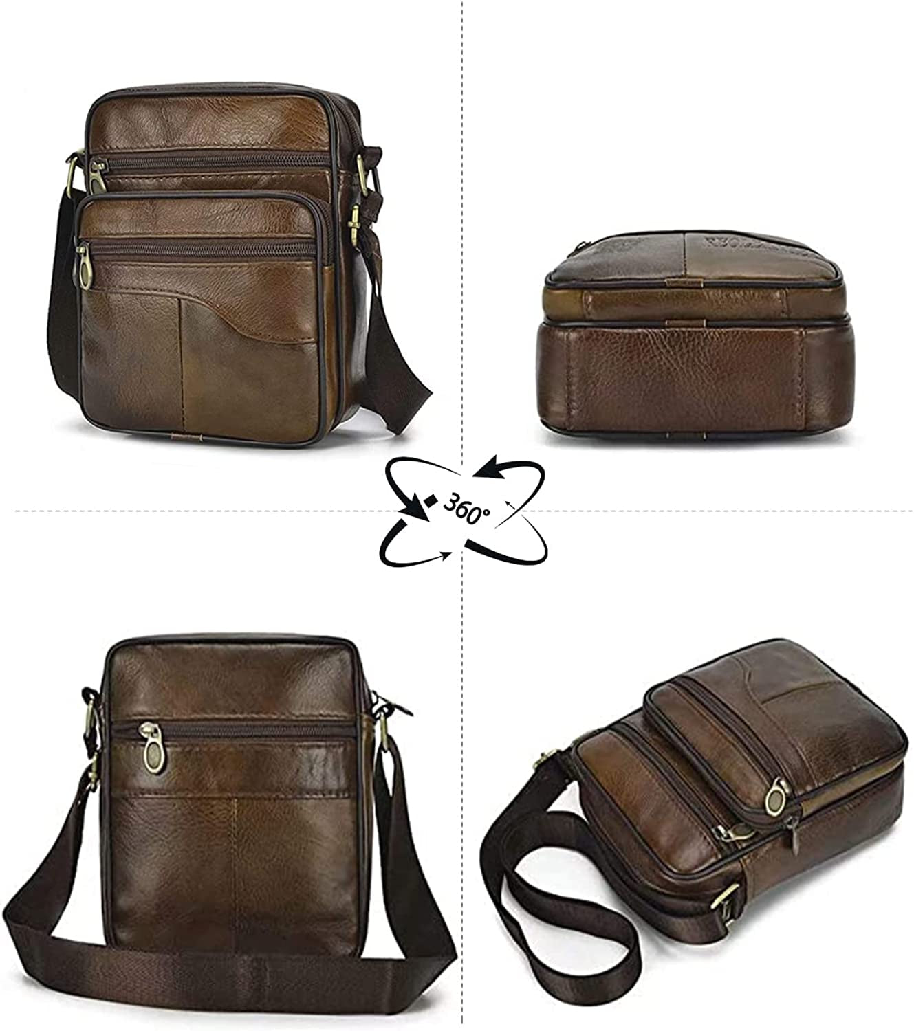 Men'S Shoulder Bags Genuine Leather Cross Body Bag Messenger Business Handbags Small Side Satchel Crossbody Bag