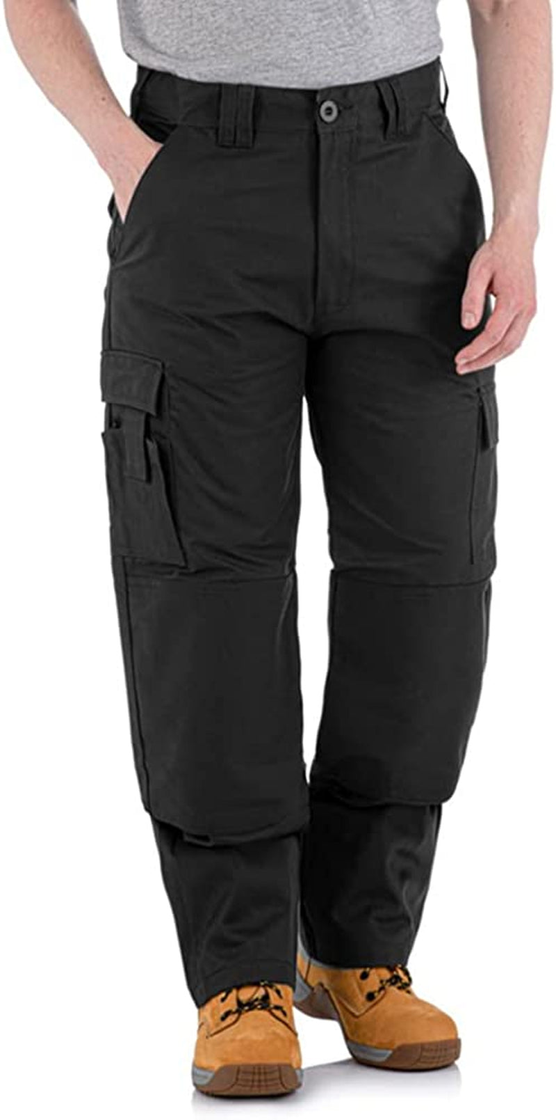 Men Falcon Work Trousers - Black & Navy - Heavy Duty Safety Combat Cargo Pants - Cargo & Knee Pads Pockets Triple Stitched - Durable Workwear