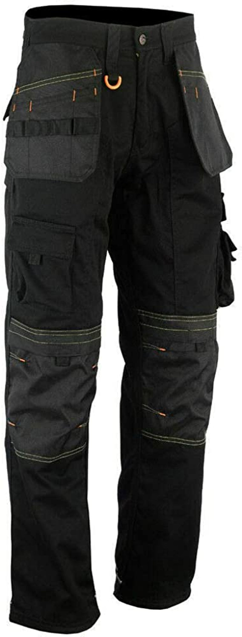 Men Holster Work Trousers Black - Heavy Duty Safety Combat Cargo Pants - Multi Pockets - Knee Pad Pockets - Triple Stitched - Durable Workwear