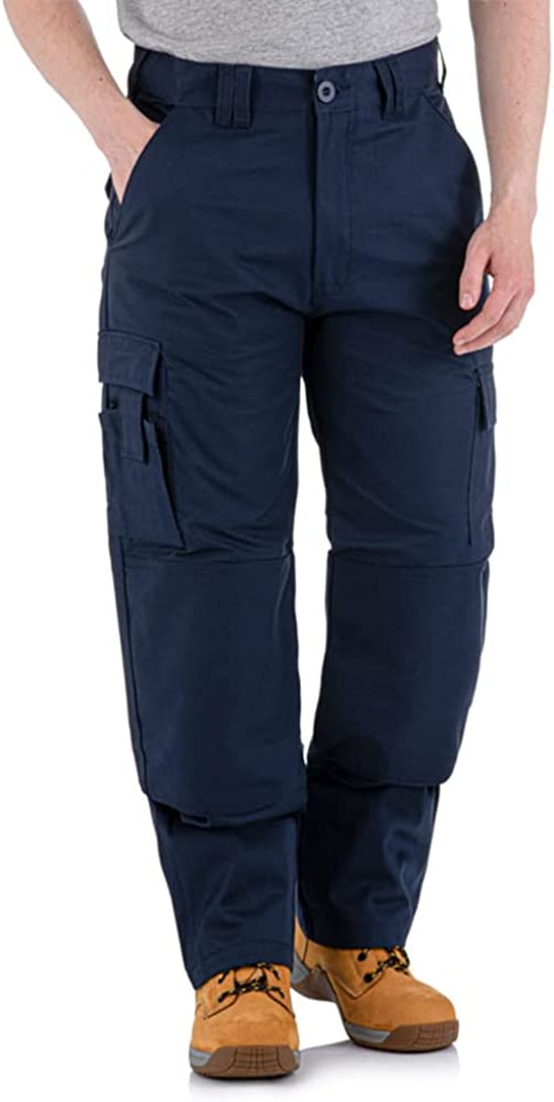 Men Falcon Work Trousers - Black & Navy - Heavy Duty Safety Combat Cargo Pants - Cargo & Knee Pads Pockets Triple Stitched - Durable Workwear