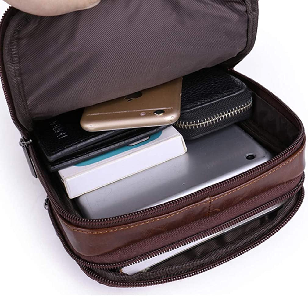 Vintage Leather Shoulder Messenger Bag for Men Travel Business Crossbody Pack Wallet Satchel Sling Chest Bags