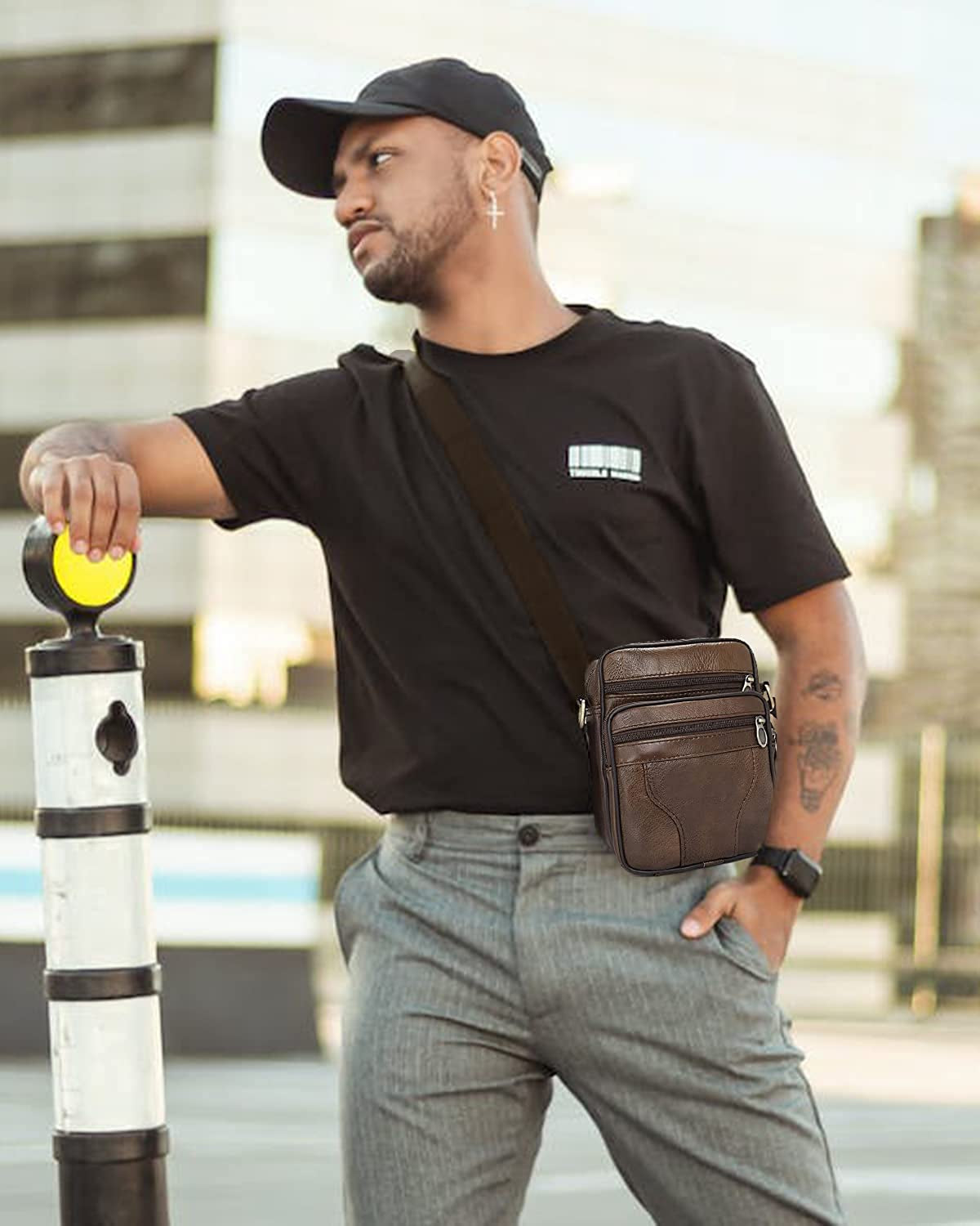 Men'S Shoulder Bags Genuine Leather Cross Body Bag Messenger Business Handbags Small Side Satchel Crossbody Bag