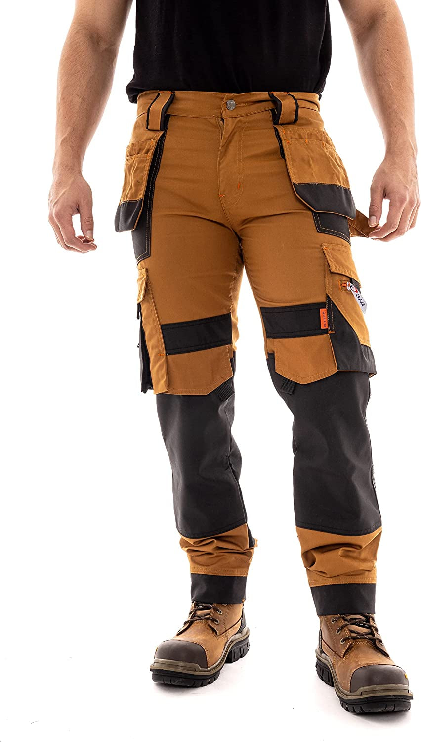 ® Mens Work Trousers Knee Pad Pockets Multi Pocket Workwear Pants Men Cargo Heavy Duty Work Trousers for Man