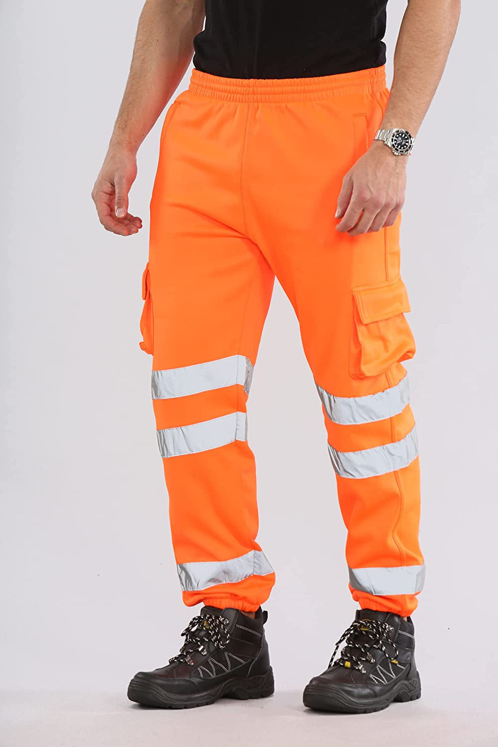 Mens Hi Vis Viz Two Tone Jogging Bottoms Combat Trousers Workwear Joggers