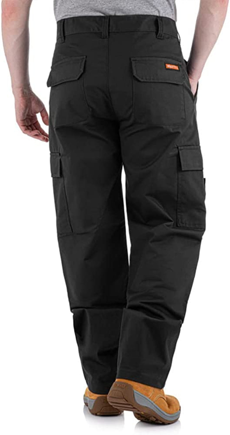 Men Falcon Work Trousers - Black & Navy - Heavy Duty Safety Combat Cargo Pants - Cargo & Knee Pads Pockets Triple Stitched - Durable Workwear