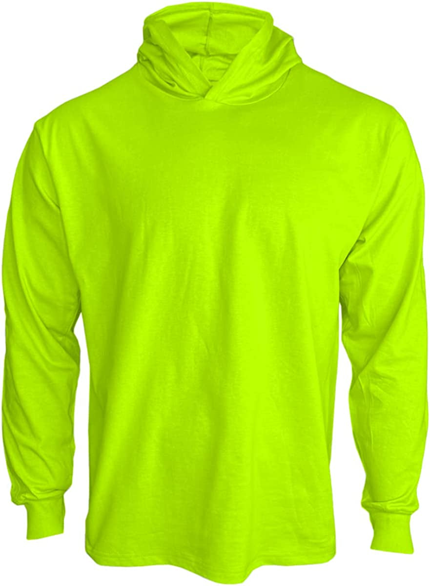 Safety Orange High Visibility Shirts for Men, Hi Vis Long Sleeve Work Shirts for Men Construction Pack