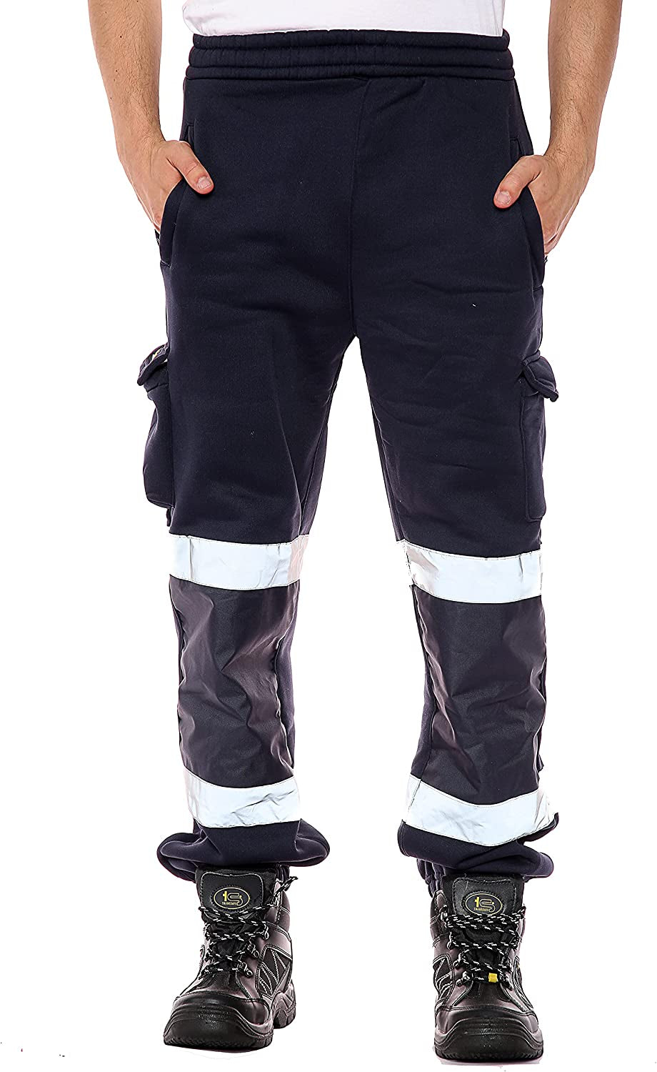 Mens Hi Vis Viz Two Tone Jogging Bottoms Combat Trousers Workwear Joggers