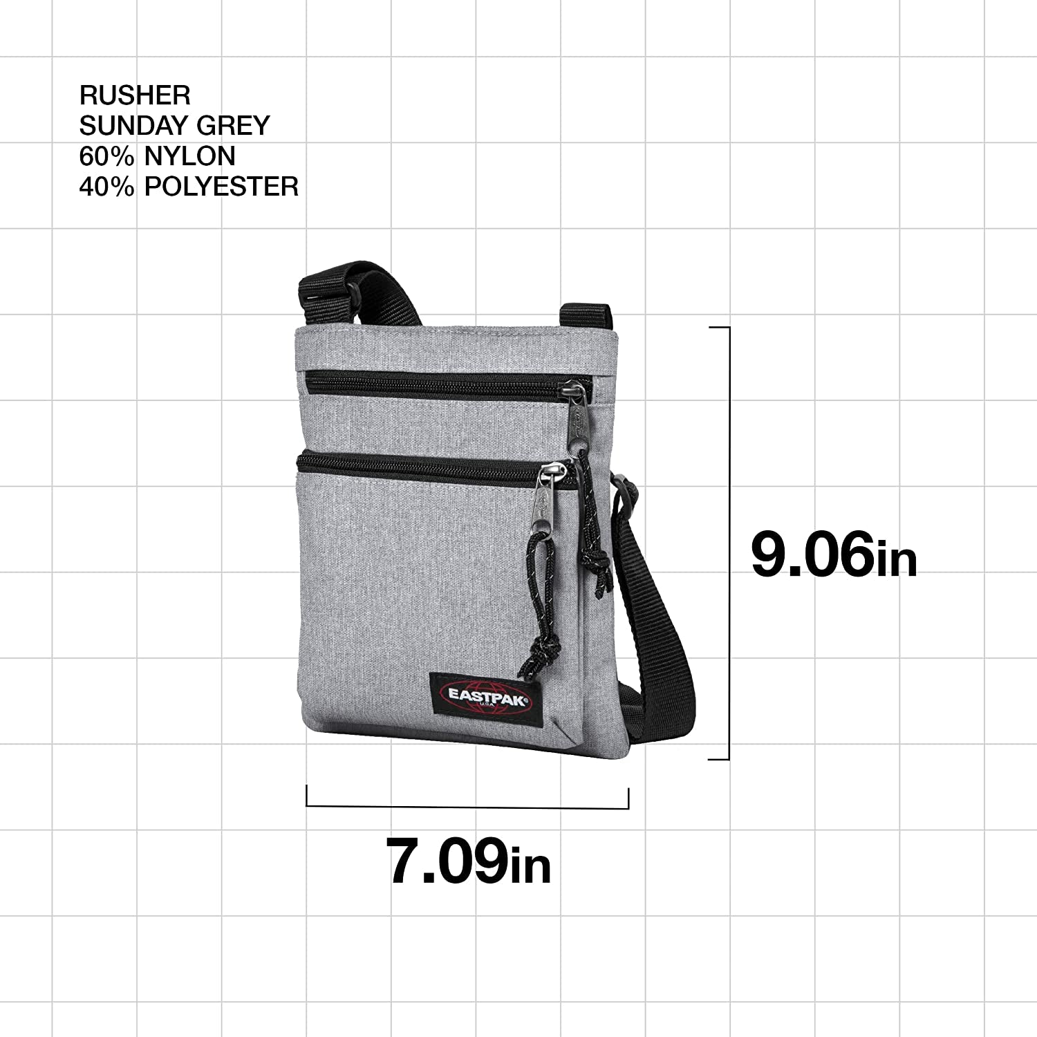 Rusher Messenger Bag, 23 Cm, Grey (Sunday Grey)