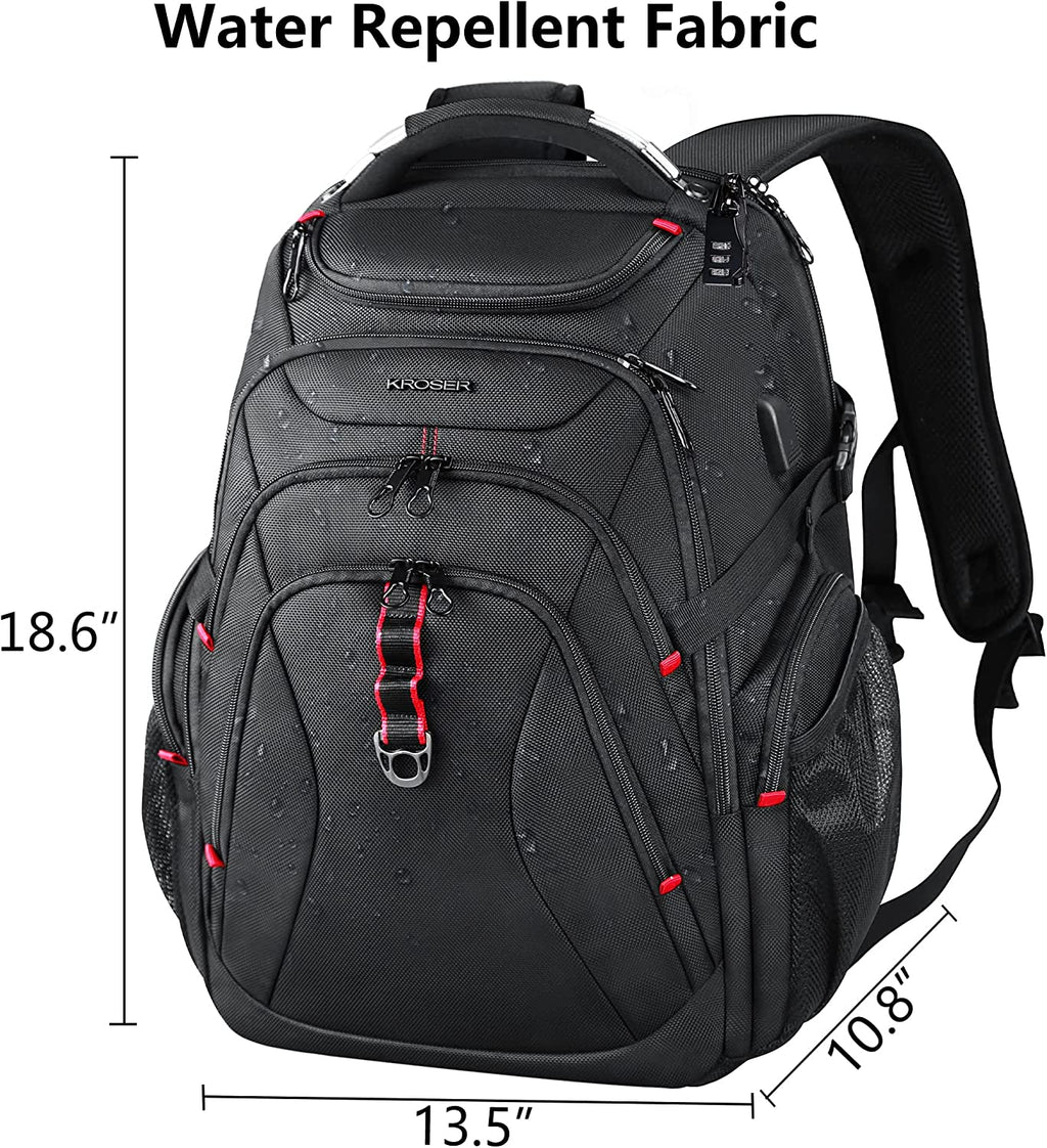 Travel Laptop Backpack 17.3 Inch XL Computer Backpack with Hard Shell Saferoom RFID Pockets Water-Repellent Business College Daypack Stylish School Laptop Bag