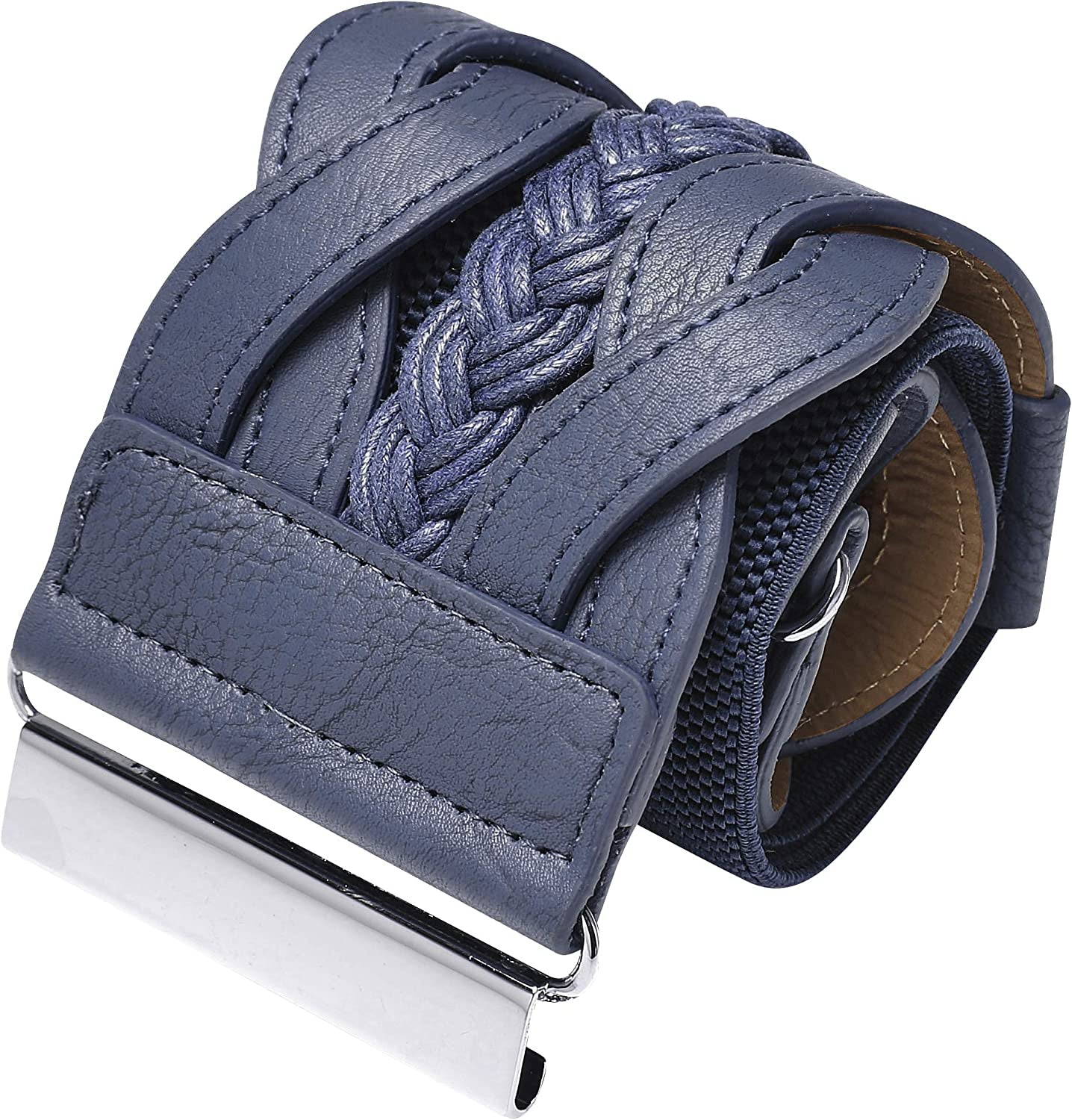 3 Inch Wide Waspie Elastic Vintage Braided Buckle Waist Belt