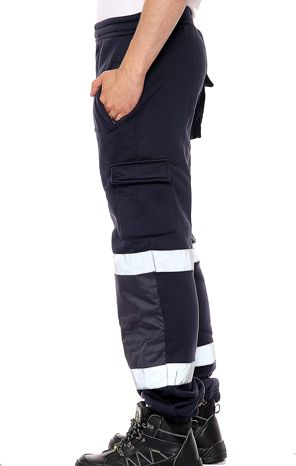Mens Hi Vis Viz Two Tone Jogging Bottoms Combat Trousers Workwear Joggers