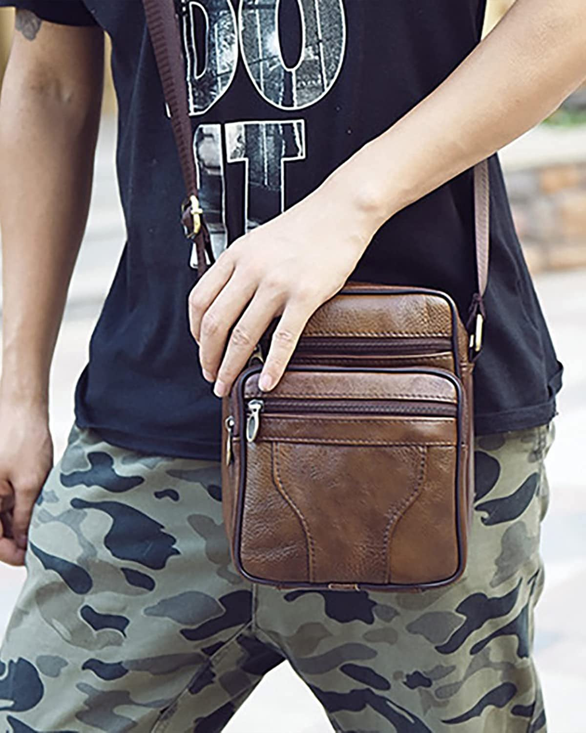 Men'S Shoulder Bags Genuine Leather Cross Body Bag Messenger Business Handbags Small Side Satchel Crossbody Bag