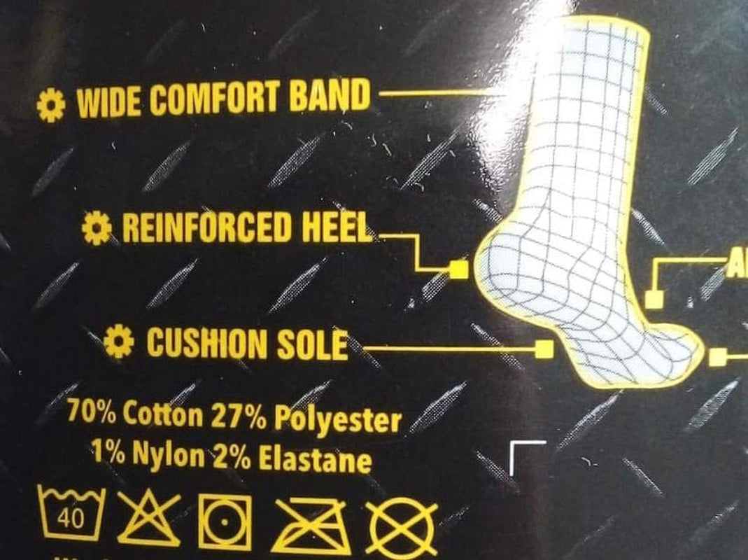 Workwear Men’S Arch Support Reinforced Toe Heel Cotton Rich Comfortable Heavy Duty Cushioned Sole Work Socks (6-11)