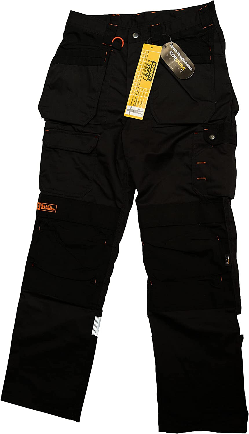 Mens Work Trousers Multi Pockets Cargo Heavy Duty Triple Stitched with Cordura Reinforcing Stress Points and Knee Pad Pockets Phenomenal Adult Workwear Trousers