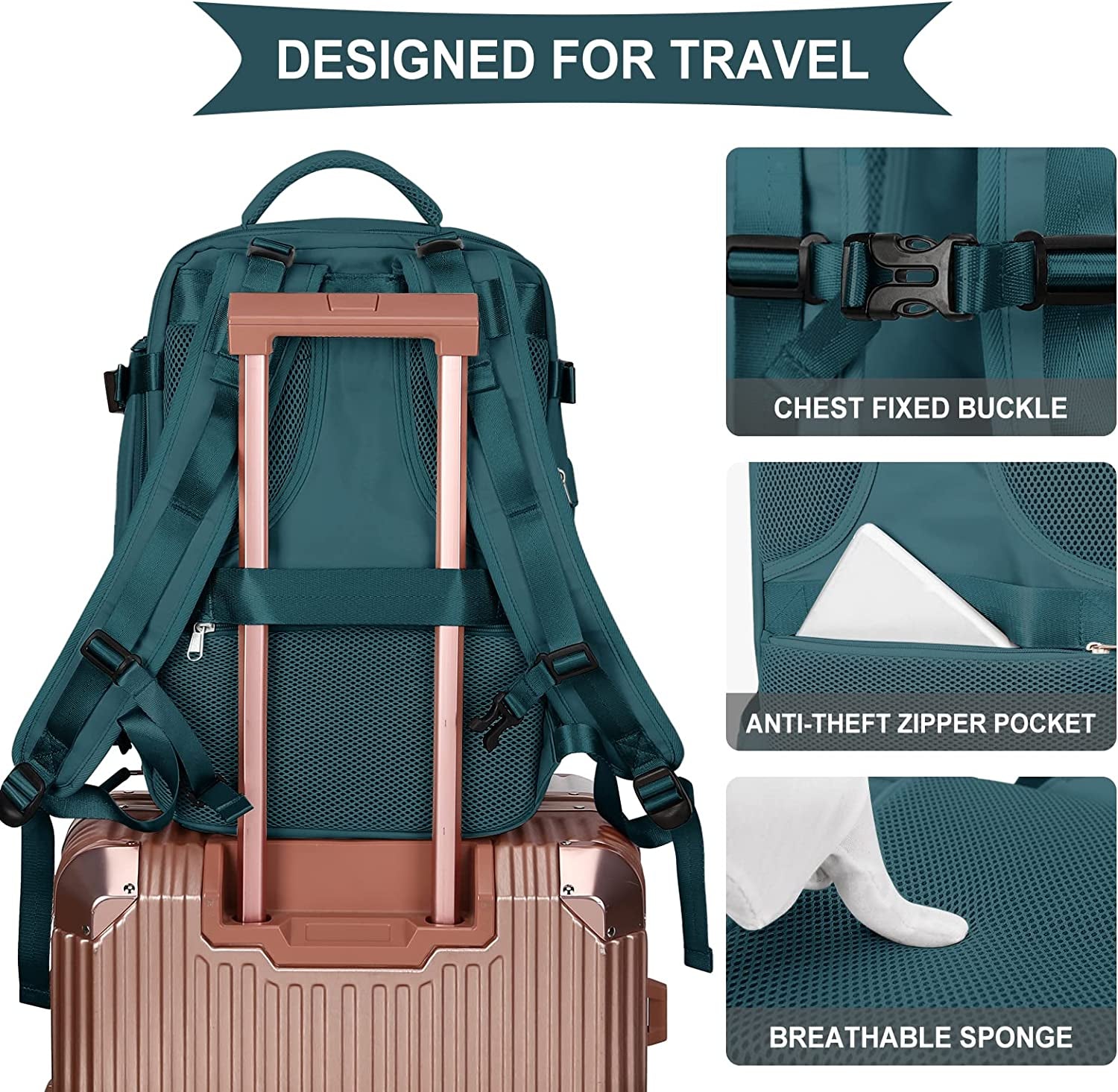 Large Travel Backpack Women, Carry on Backpack Men,Hiking Backpack Waterproof Outdoor Sports Rucksack Casual Daypack School Bag Fit 14 Inch Laptop with USB Charging Port Shoes Compartment