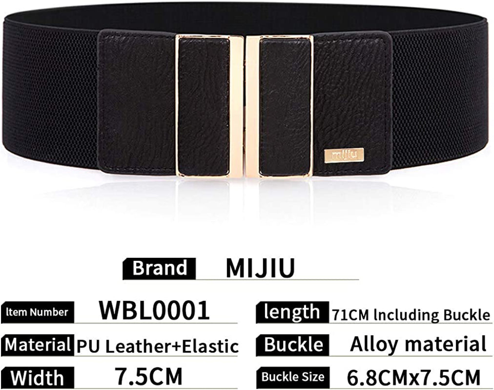 Women'S Stretch Elasticated Belts Elasticated Belts Wide Belts Dress Belts Thin Belts for High Gloss Metallic Buckle Multiple Colors