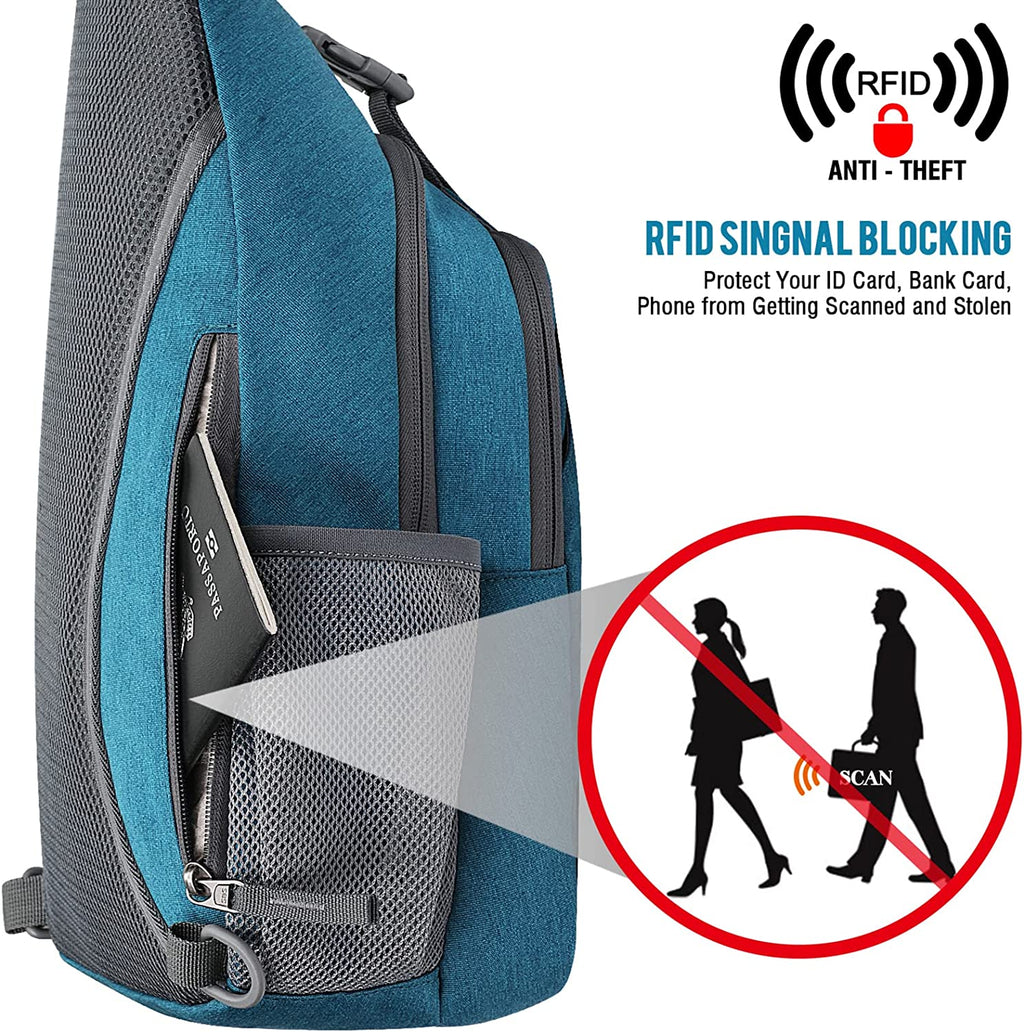 G4Free Sling Bag Backpack anti Theft Chest Shoulder Bag Crossbody Gym Daypack with Earphone Hole for Outdoor Cycling Travel Hiking Men Women