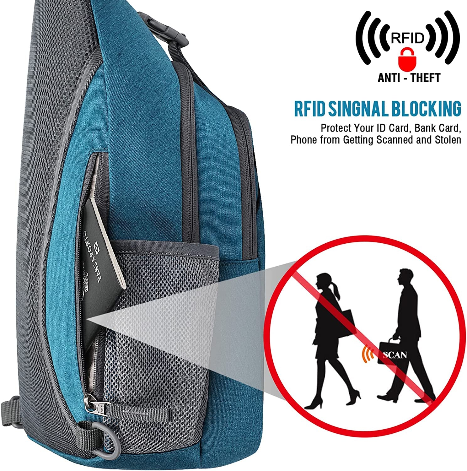 G4Free Sling Bag Backpack anti Theft Chest Shoulder Bag Crossbody Gym Daypack with Earphone Hole for Outdoor Cycling Travel Hiking Men Women