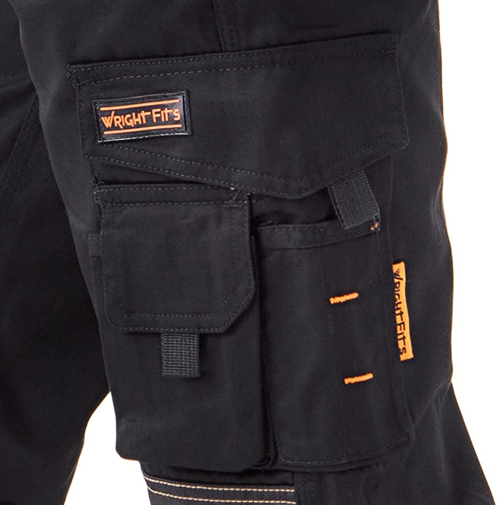 Men Holster Work Trousers Black - Heavy Duty Safety Combat Cargo Pants - Multi Pockets - Knee Pad Pockets - Triple Stitched - Durable Workwear