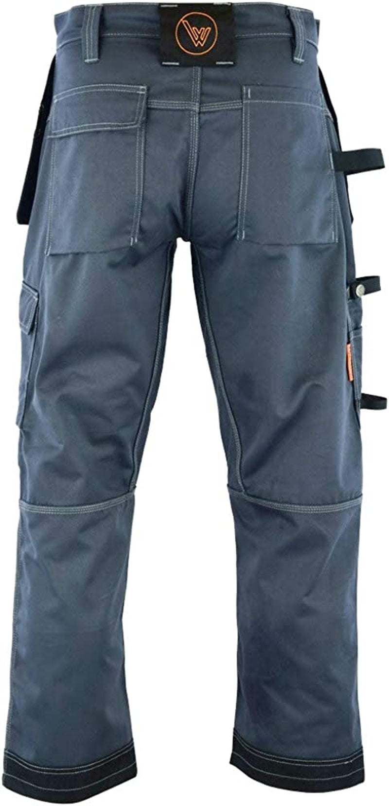 Men Pro Builder Work Trousers Black & Grey - Heavy Duty Safety Combat Cargo Pants - Multi Pockets - Knee Pad Pockets - Triple Stitched - Durable Workwear (30W to 42W)