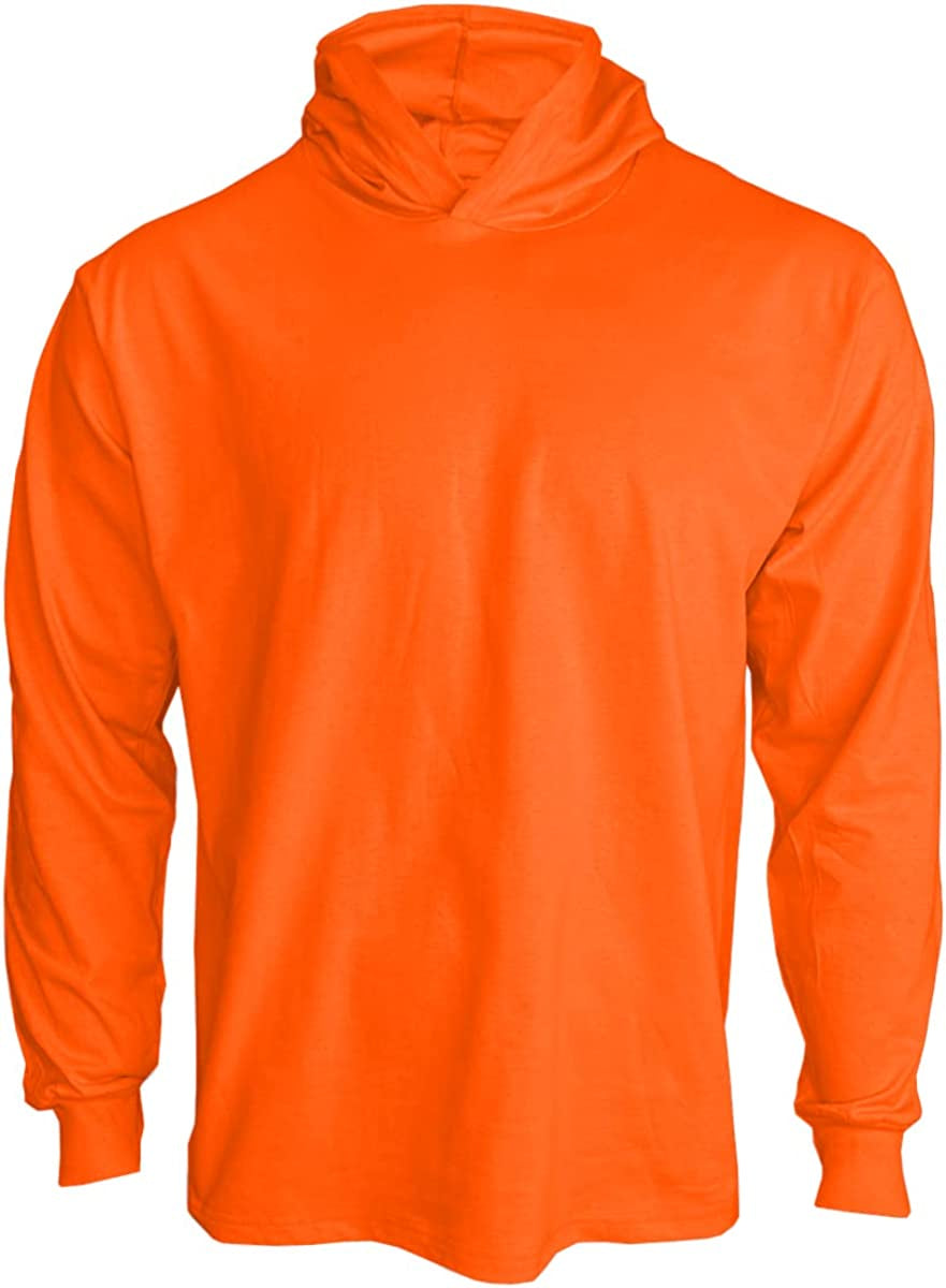 Safety Orange High Visibility Shirts for Men, Hi Vis Long Sleeve Work Shirts for Men Construction Pack