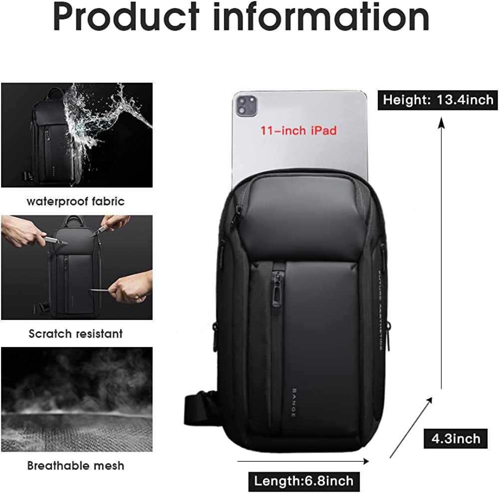 Sling Bag, Waterproof Men'S Chest Bag Shoulder Bags Crossbody Sling Backpack for Men Sling Backpacks