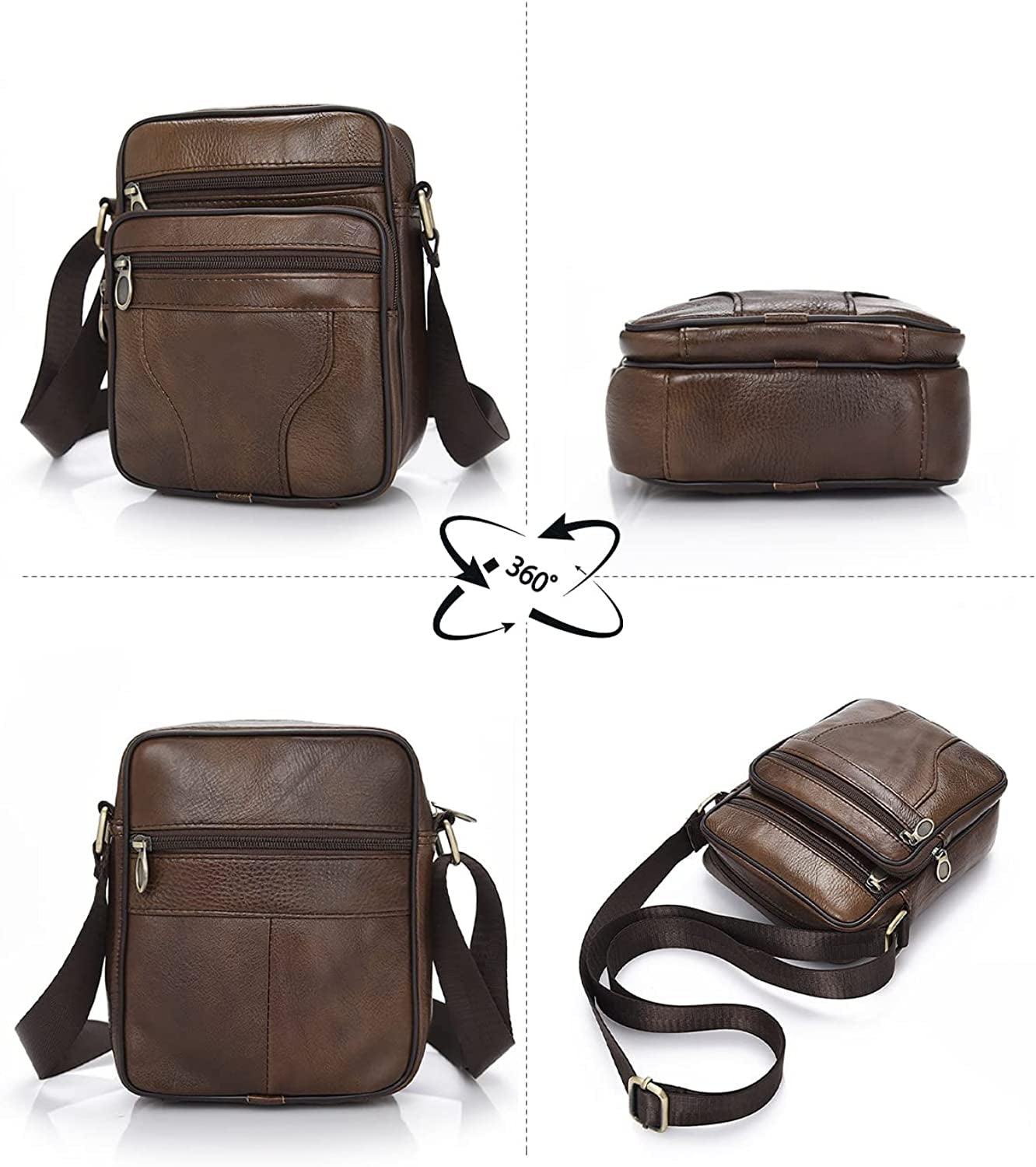 Men'S Shoulder Bags Genuine Leather Cross Body Bag Messenger Business Handbags Small Side Satchel Crossbody Bag