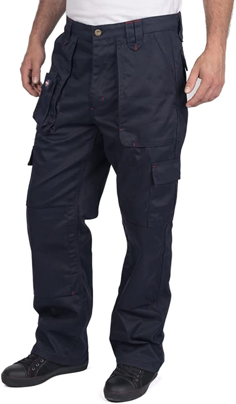 Workwear Mens Multi Pocket Easy Care Heavy Duty Knee Pad Pockets Safety Work Cargo Trousers Pants