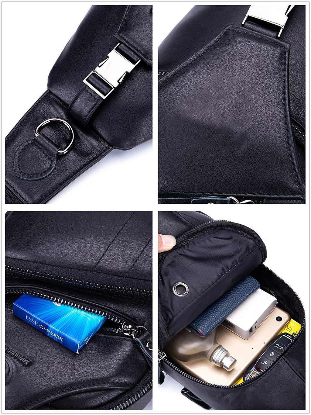 Men'S Sling Bag Genuine Leather Bags for Men Crossbody Bag Chest Shoulder Backpack Vintage Water Resistant