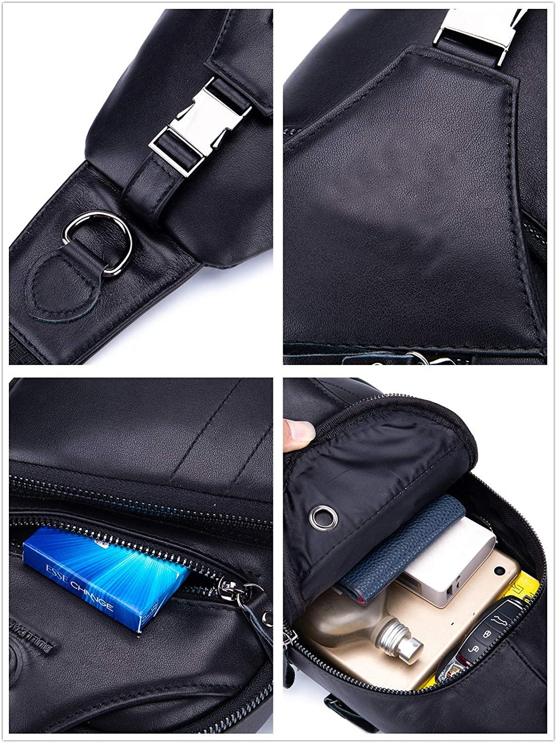 Men'S Sling Bag Genuine Leather Bags for Men Crossbody Bag Chest Shoulder Backpack Vintage Water Resistant