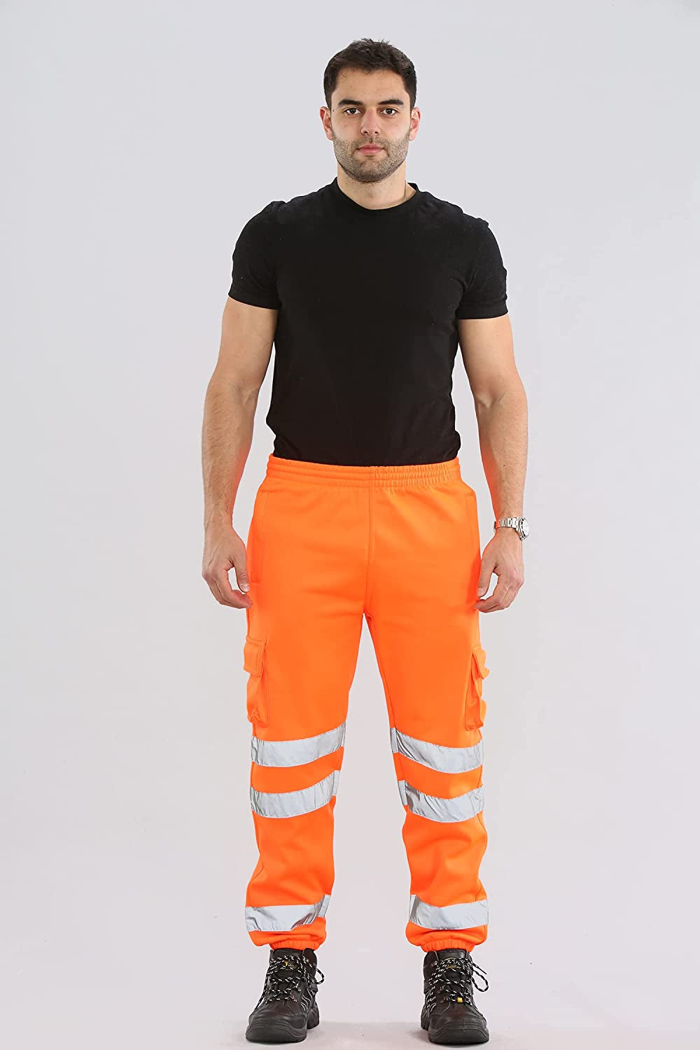 Mens Hi Vis Viz Two Tone Jogging Bottoms Combat Trousers Workwear Joggers