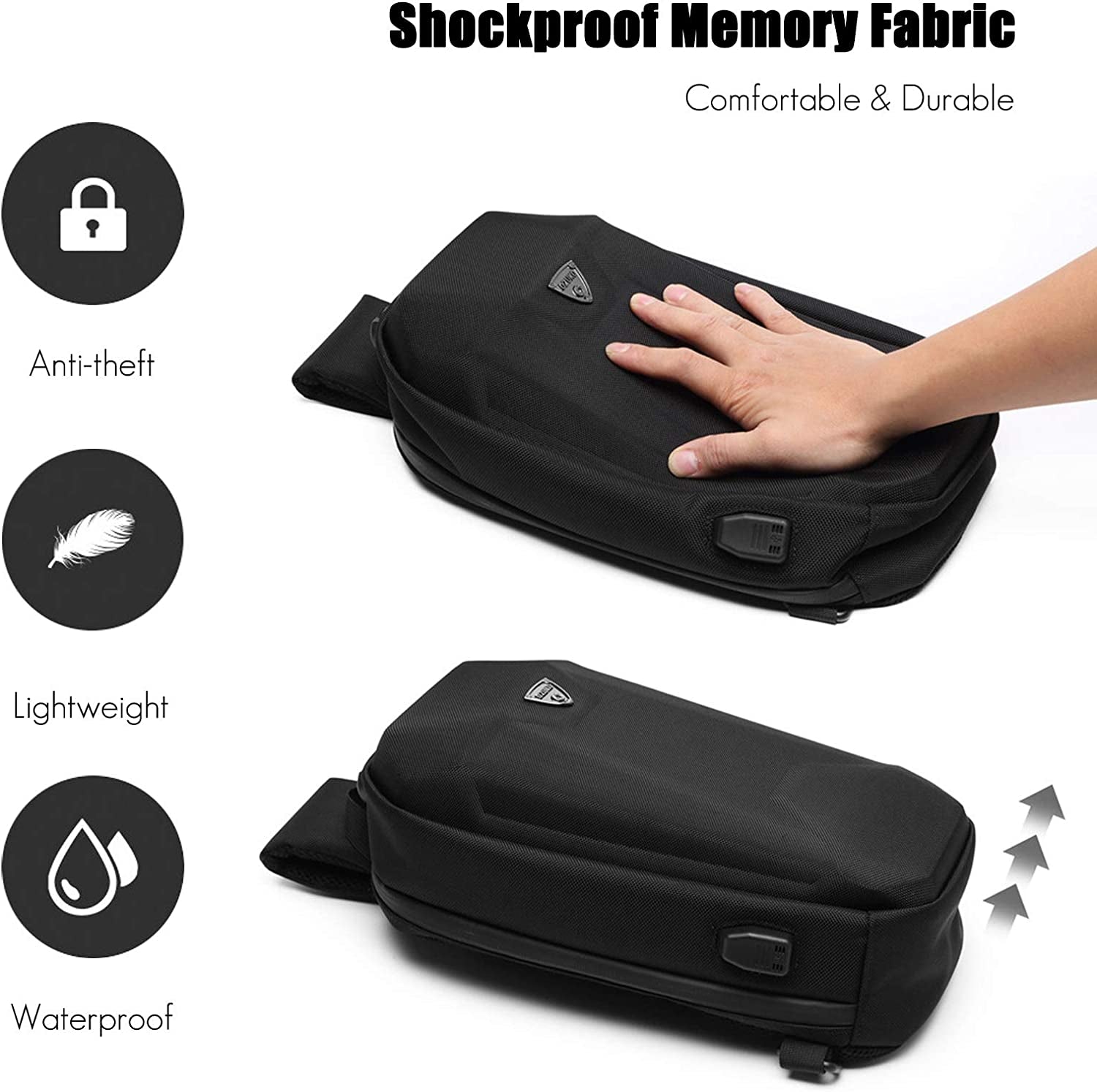 Outdoor Sling Chest Bag Anti-Theft Shoulder Crossbody Backpack Men Teens Casual Daypacks with USB Charging Port for Travel Work Hiking Running Indoor Activities Waterproof Polyester Dark Blue